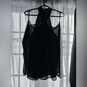 Naked Zebra Black Cold Shoulder Blouse